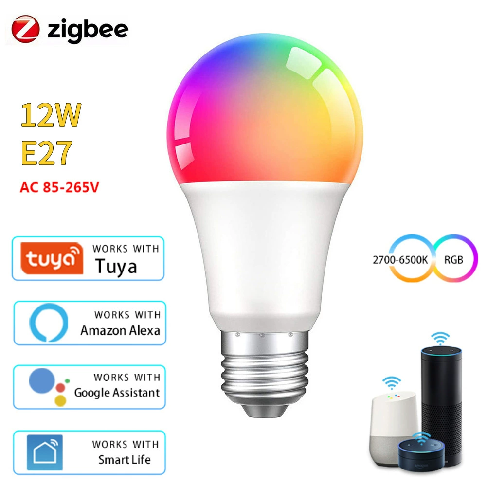 Умная лампочка Tuya Zigbee с RGBCW-регулировкой яркости и пятью режимами освещения