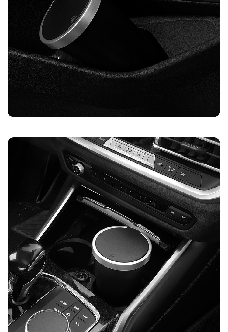 Car-Mounted Cup-Shaped Trash Can, Car Ashtray, Anti-Fly Ash with Lid, Waterproof High-End Storage Box, Storage Box Factory