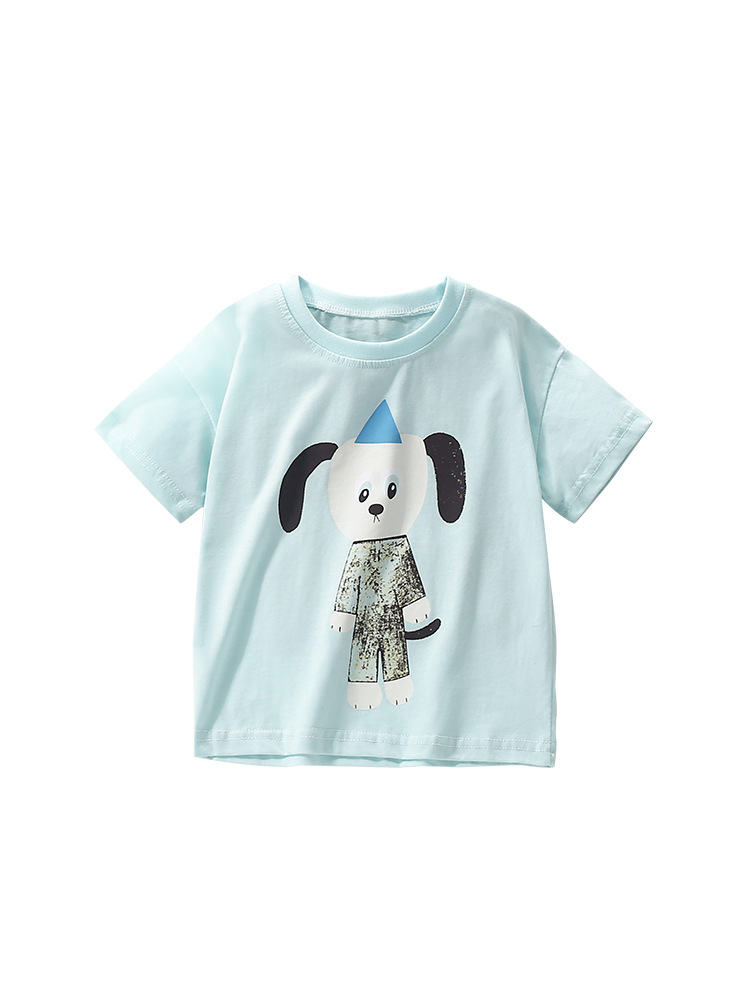 Malwee camiseta infantil de verano nuevo estilo europeo y americano de niños de media edad cuello redondo casual de manga corta impresión de aire extranjero chaqueta infantil