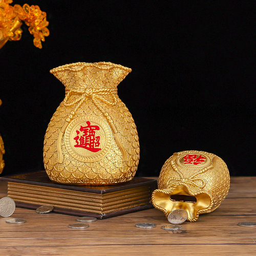 Wholesale new Chinese style money bag lucky bag piggy bank ornaments home decoration living room restaurant resin crafts