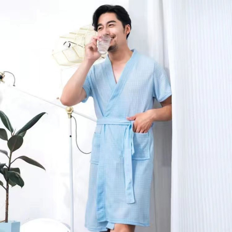 縁億春秋薄着ゆったり男女浴衣ホテル美容院バスローブ春夏朝着カップルパジャマ|undefined
