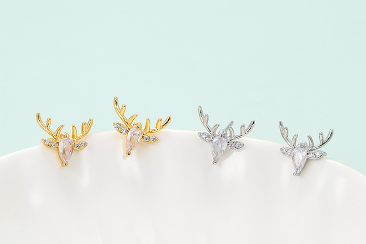 Boucles D&#39;oreilles Coréennes Girafe Wapiti Bois Boucles D&#39;oreilles En Cuivre Zircon display picture 2