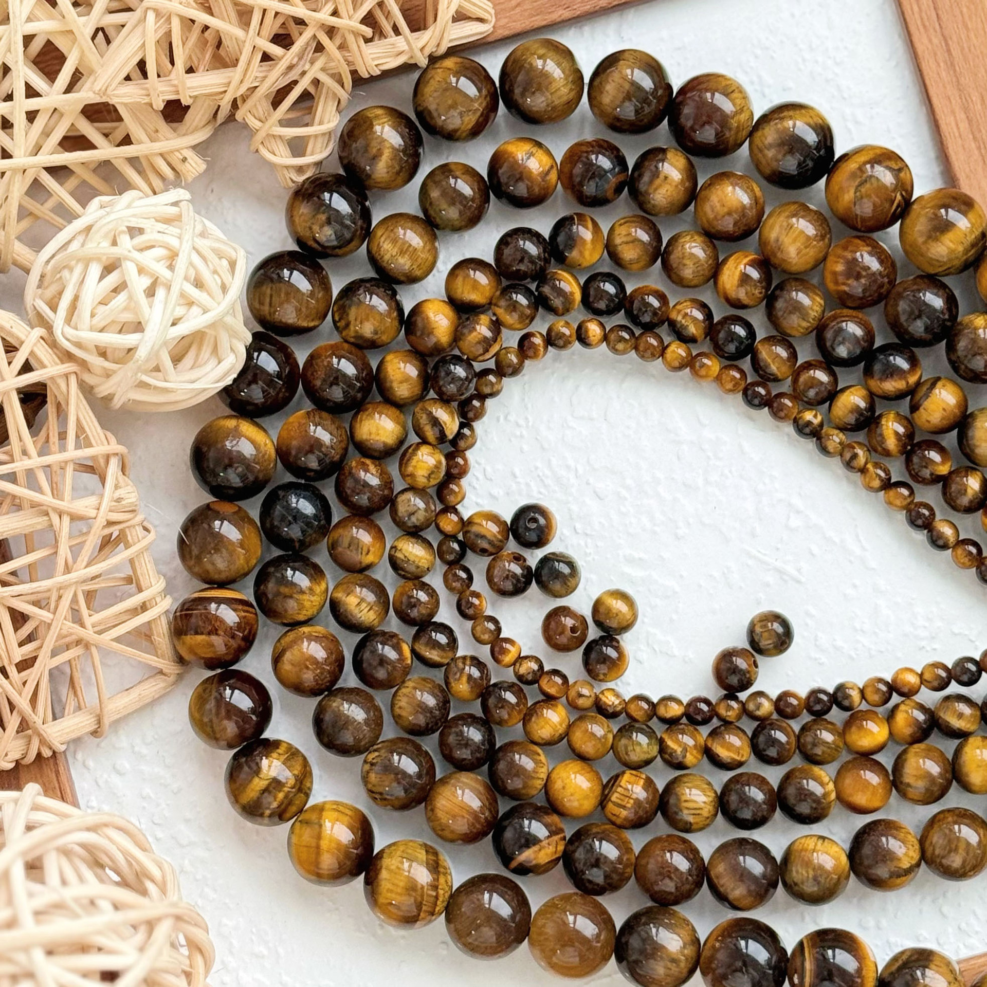 2024 nuevo estilo 4-12mm ojo de tigre piedra natural cuentas redondas hecho a mano bricolaje cuentas cuentas sueltas pulsera collar accesorios de joyería