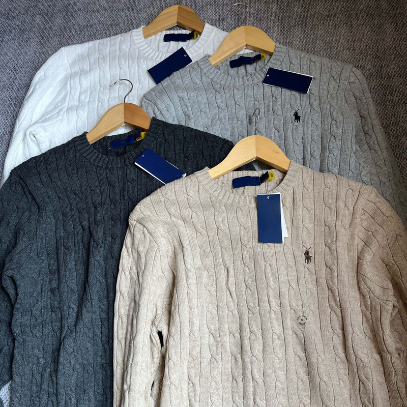 high quality Classic War Horse Embroidered Cotton Twist Round Neck Long Sleeve Pullover Knitted Sweater Men's Sweater