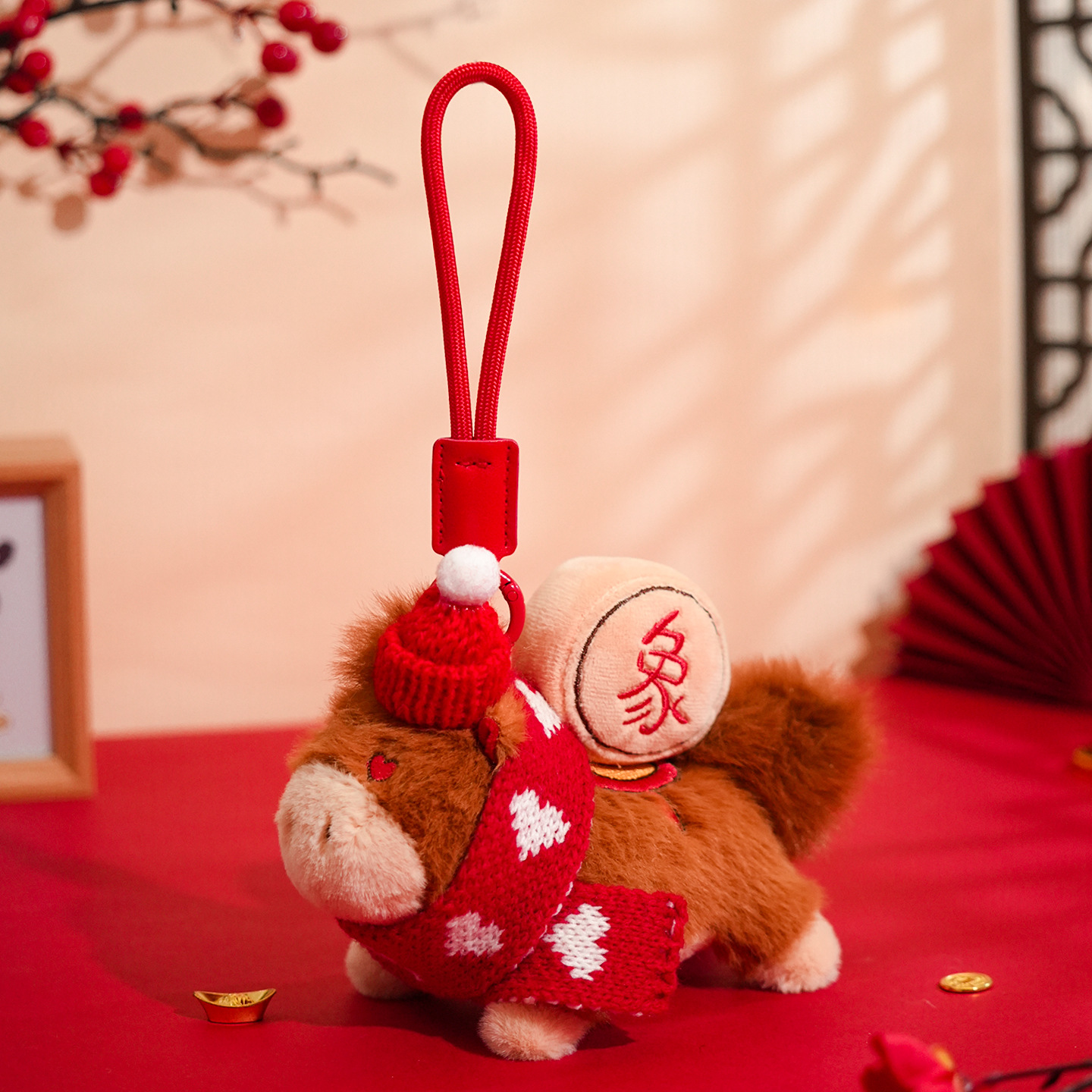 Плюшевая кожаная подвеска из веревки серии Xinma Fuyun (красный комплект) - скоро появится в продаже