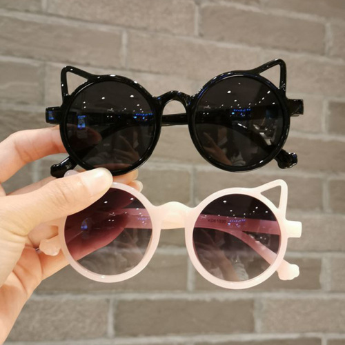  New Cute Round Frame Cat Ears Children's Sunglasses Summer Sun Protection Sunshade Glasses Fashion Baby Sunglasses Trendy