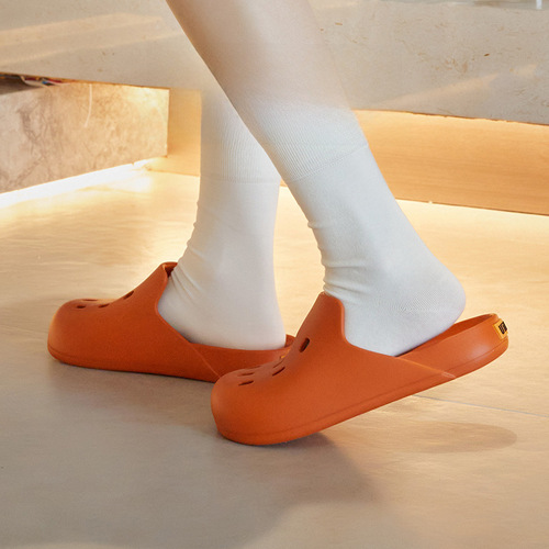 Women's Summer Thick Sole Slides with EVA Suede Feeling, Decorative Flower Pattern Foreign Trade Slippers