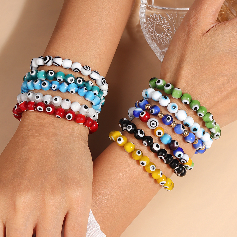 16g Weight Stretch Adjustable Clasp Closure Type Bracelets Classification Resin Chain Material Beaded Chain Chain Type 1 Piece Quantity Holiday, Daily Occasion Resin Material Eye Pattern All Seasons Season Women's Gender Vintage Style Style Vintage Style Eye Resin Beaded Chain Stretch Adjustable Beaded Bracelets Wholesale 5