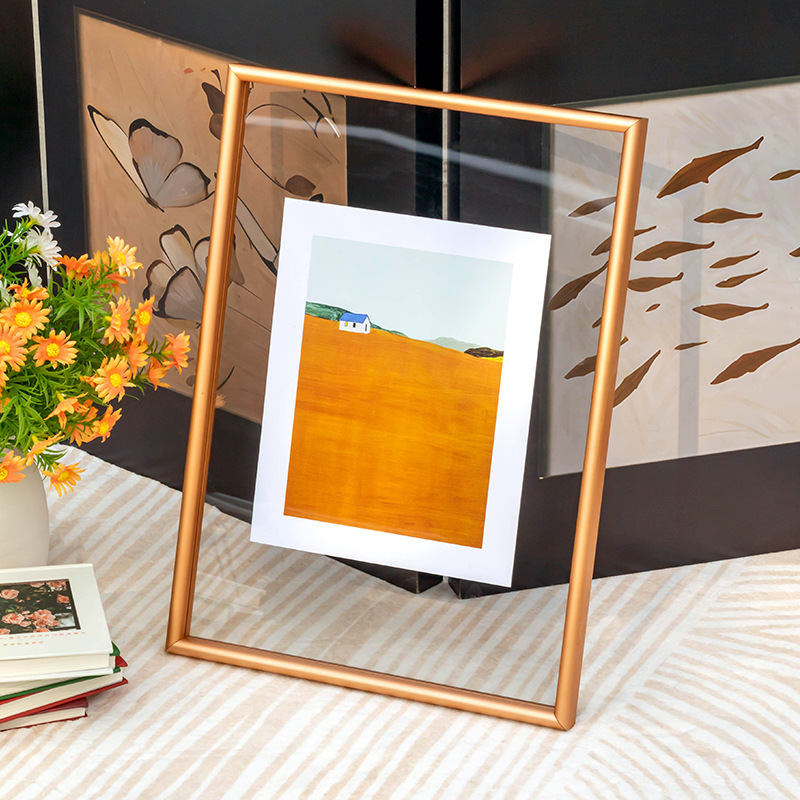 Double-Sided Transparent Light Luxury Metal Display Frame 6810 Wall-Mounted Calligraphy and Painting Frame Poster Embossed Nordic Aluminum Alloy