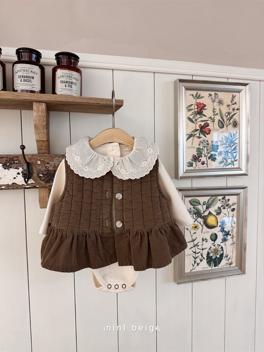 Ropa de invierno del Bebé Ropa de los niños del estilo coreano ropa de salida del bebé Chaleco de encaje acolchado