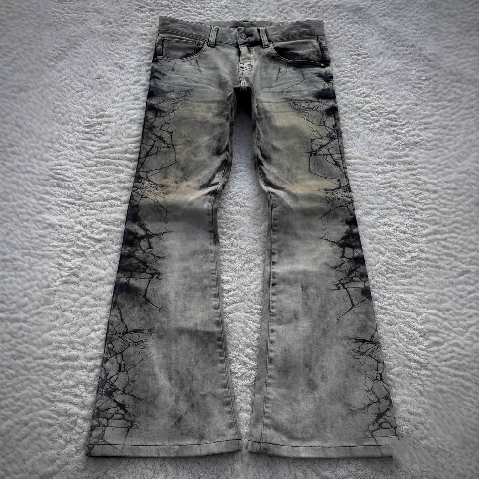 Transfronterizos y2k retro estampado en caliente de la industria pesada lavado en agua vaqueros para mujeres calles altas retro gótico pantalones de piernas anchas