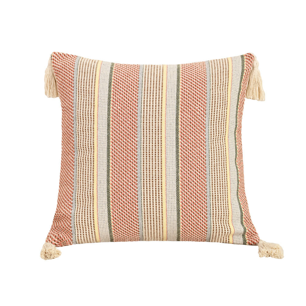 Cross-bordados nórdicos con mechones, fundas de almohada teñidas en hilo de poliéster y algodón, muebles para el hogar para niñas, sofá, dormitorio, decoración de sala de estar