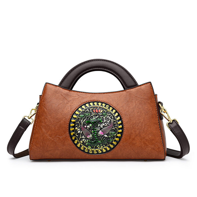 Bolso de mujer 2023 nuevo estilo nacional artístico costura moda mujer bolsa de sillín portátil hombro bolsa de mensajero al por mayor