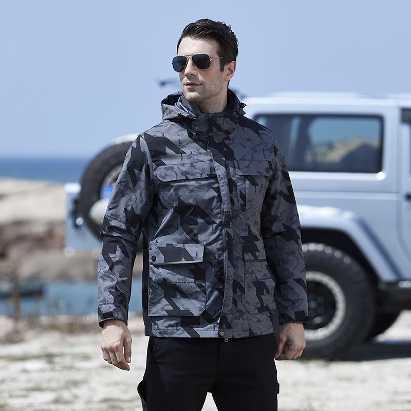 Chaqueta tres en uno al aire libre para hombres y mujeres a prueba de viento cálido forrado de lana de dos piezas de compra grupal trabajo de alpinismo chaqueta logo