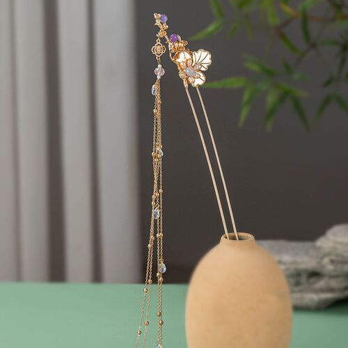 Changyue Jinming Little Fox Pianran same style hairpin literary retro flower tassel hairpin ancient style Hanfu hair accessories for women