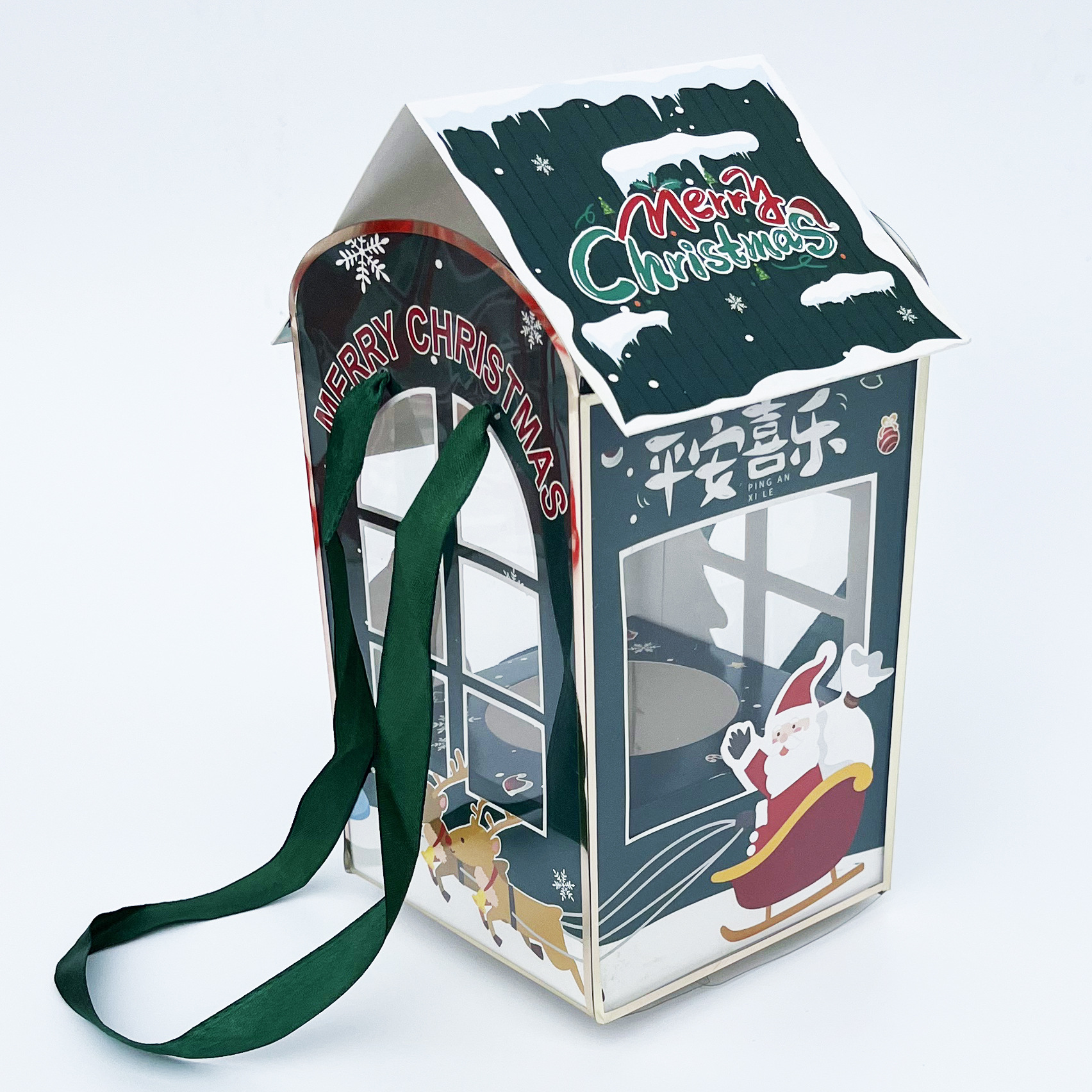 Navidad plegable caja de manzana bolsas de regalo portátiles Nochebuena niños bolsas de dulces portátiles caja de regalo image 2