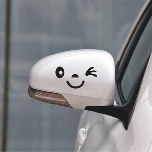 Cute car body sticker, smile rearview mirror sticker, backup mirror sticker personalized, car decal, waterproof for installation