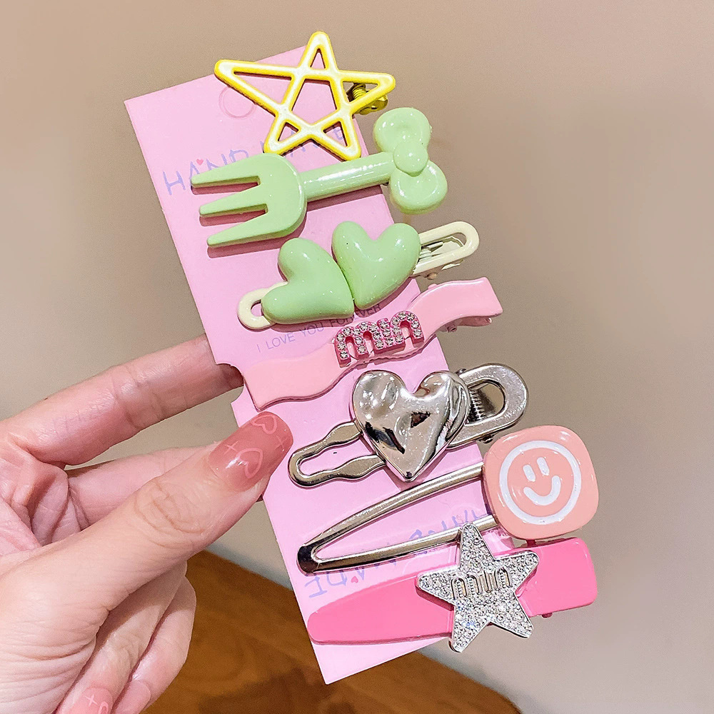 Nuevo estilo transfronterizo horquilla de color dopamina estilo creativo pinza BB todo fósforo cabello roto flequillo accesorios para el cabello al por mayor fabricante