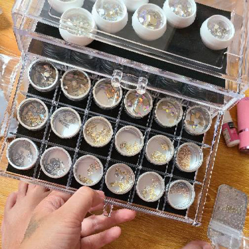 和風缶詰接着剤収納ボックスチェック柄ネイルアートドリルジュエリー引き出しオーガナイザーネイルアート用品デスクトップオーガナイザー