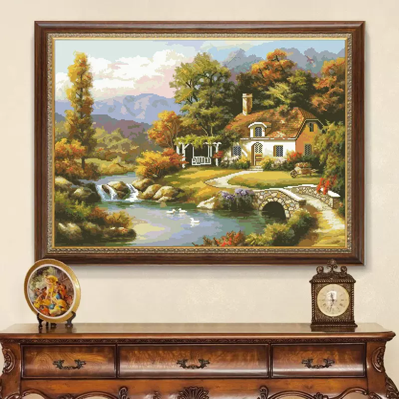 十字绣厂家抖音快手小红书一件代发2025新款线绣客厅刺绣欧式风景