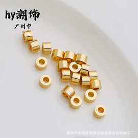 18K金银色保色车轮隔珠柱形孔珠DIY手工饰品配件手链项链隔片材料