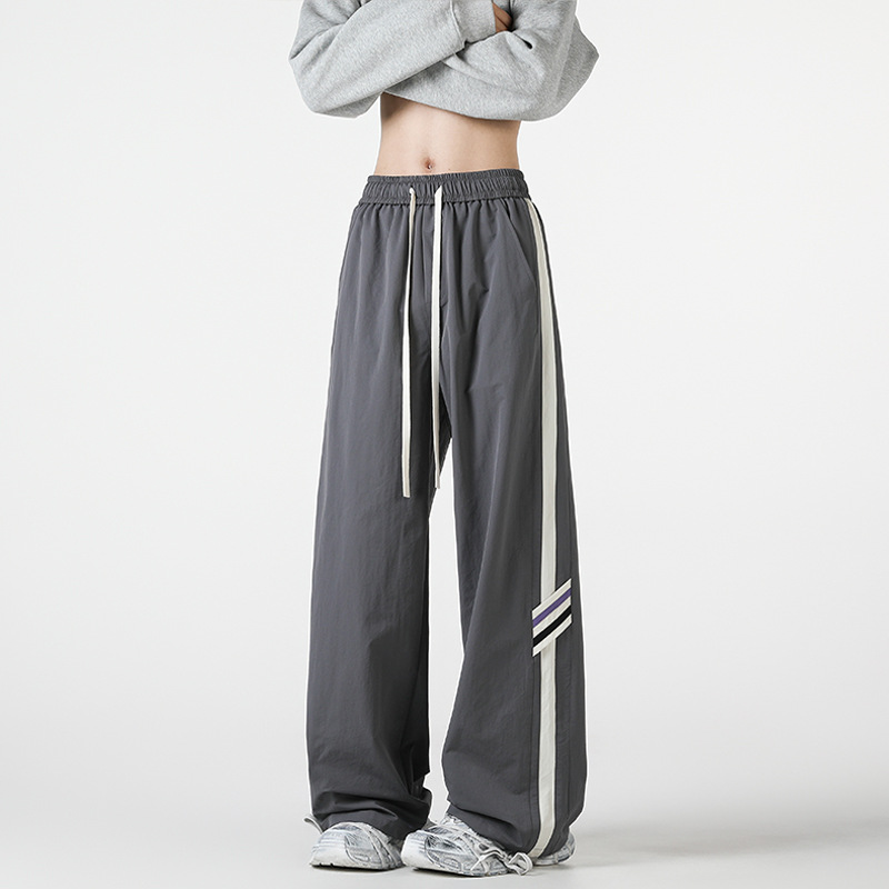 Pantalon rayé style américain pour homme, nouveau modèle printemps-automne 2025, marque tendance, élégant et décontracté, coupe droite ample._voghion.com