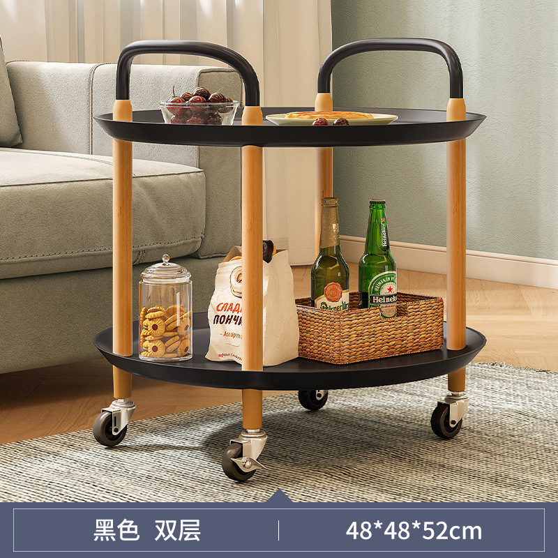 Estante de carro de cabecera de viento crema Estante de almacenamiento de bocadillos multicapa con ruedas para el hogar simple Estante de almacenamiento de teléfonos móviles