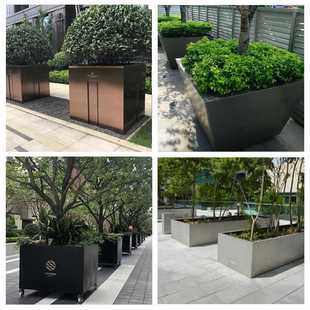 ✅ Stainless Steel Flower Bed Flower Box Outdoor Tree Pool Planting Box Customized Square Mobile Flower Pot Outdoor Combination Flower Trough
