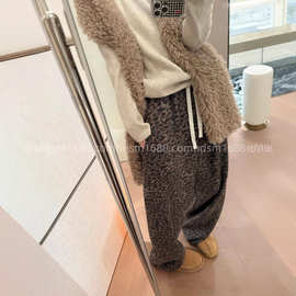 低饱和度豹纹！加绒加厚松弛感拿捏 无缝一体休闲长裤