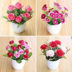 デスクトップの絹の花の装飾はカーネーションのバラの盆栽の植物のプラスチックの偽の花の室内外の家庭の装飾の卸売りをシミュレーションします。
