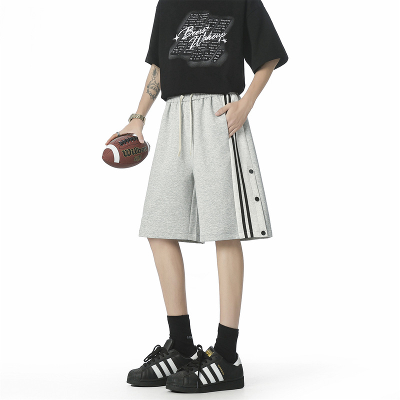 Deep Stock Hot-Selling 2025 New Summer Basketball Pants Button-Up Pants Hong Kong Style Loose Five-Point Pants for Men