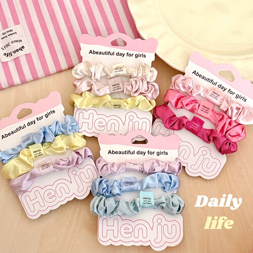 Colorful combination small intestine hair tie simple and elegant sense matchable head accessory cute girl elastic ponytail hair tie accessory