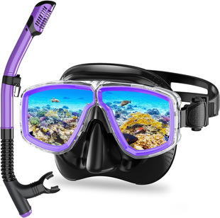 Adult snorkeling suit tempered glass diving goggles full dry breathing tube men and women anti-fog diving goggles equipment
