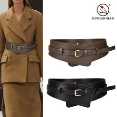 New women's belt decoration fashion waistband with coat waist pin buckle genuine cowhide wide girdle belt wholesale