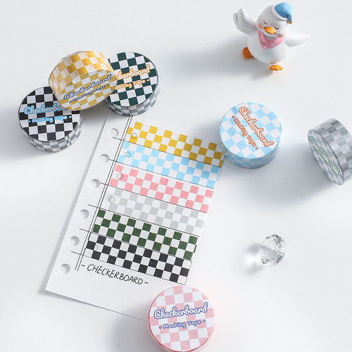 Yujian Eslite checkerboard series and paper tape fresh plaid DIY paper creative stickers hand account material stickers 6 types