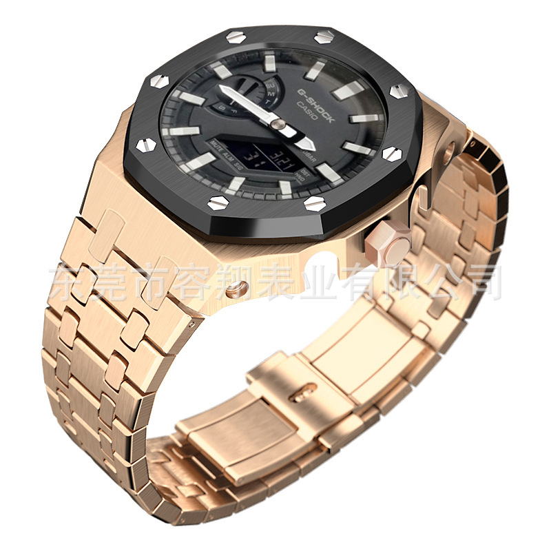 Sustituto AP granja Roble Casio GA-2100 serie Acero inoxidable modificado caso correa de acero accesorios reloj