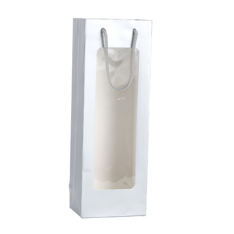 Nuevo solo vino tinto bolsa de regalo portátil ventana abierta de papel Kraft bolsa de papel bolso transparente bolsa de regalo rectangular