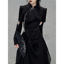 旗袍改良日常可穿国风新中式高街辣妹暗黑半身裙复古早春新款套装