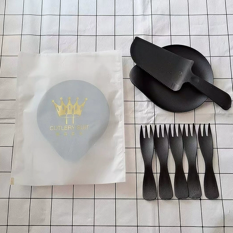 Water drop plate cake knife fork set individual packaging disposable cake utensils plastic cake knife fork plate combination