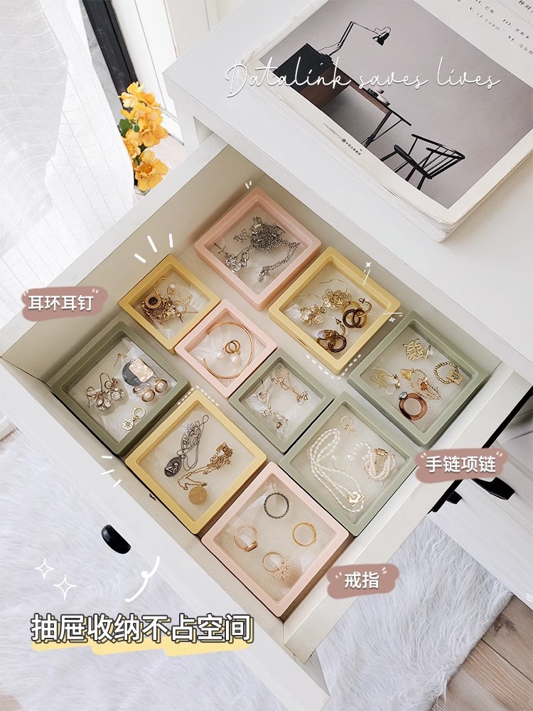 防氧化pe膜首饰盒项链手链饰品收纳密封袋耳环耳钉悬浮薄膜展示架详情6