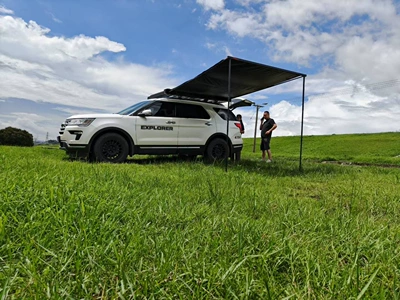 Hard Shell, Solar-Powered, Remote-Controlled, Car-Mounted | Avtomobil dam çadırları - aluminum-shell-manual-model-car-side-tent-2-3-people