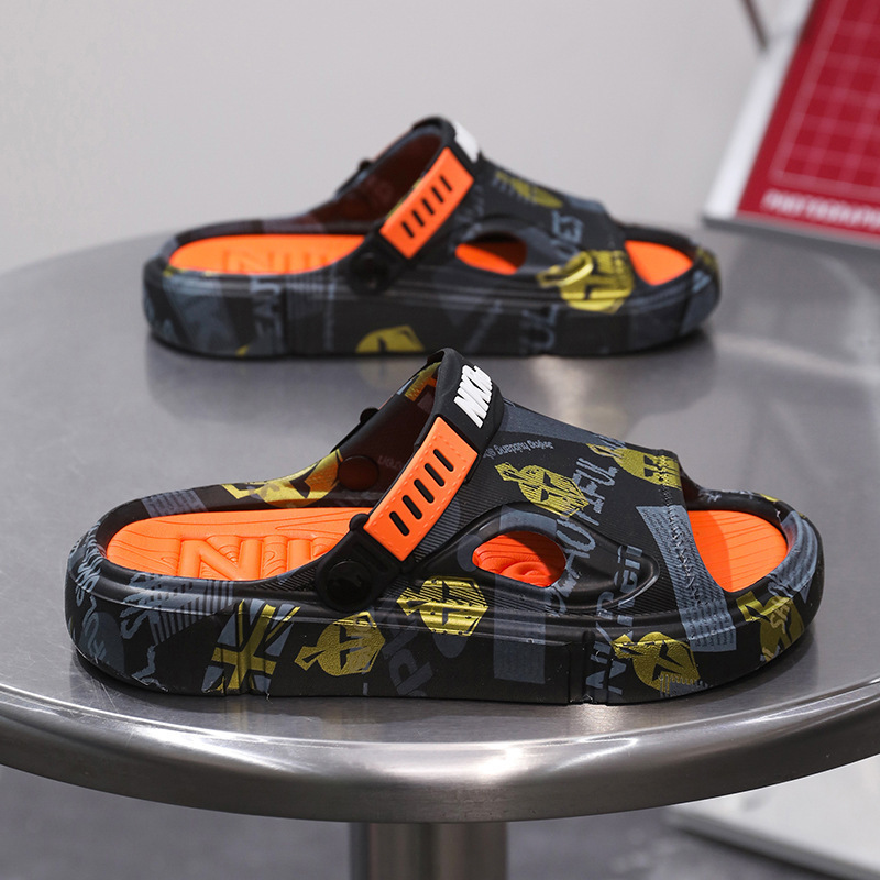 Sandalias y pantuflas de distribución transfronteriza para hombres, ropa exterior de verano, suela gruesa, sensación de mierda, sandalias de playa, tendencia, conducción de dos manos, talla grande