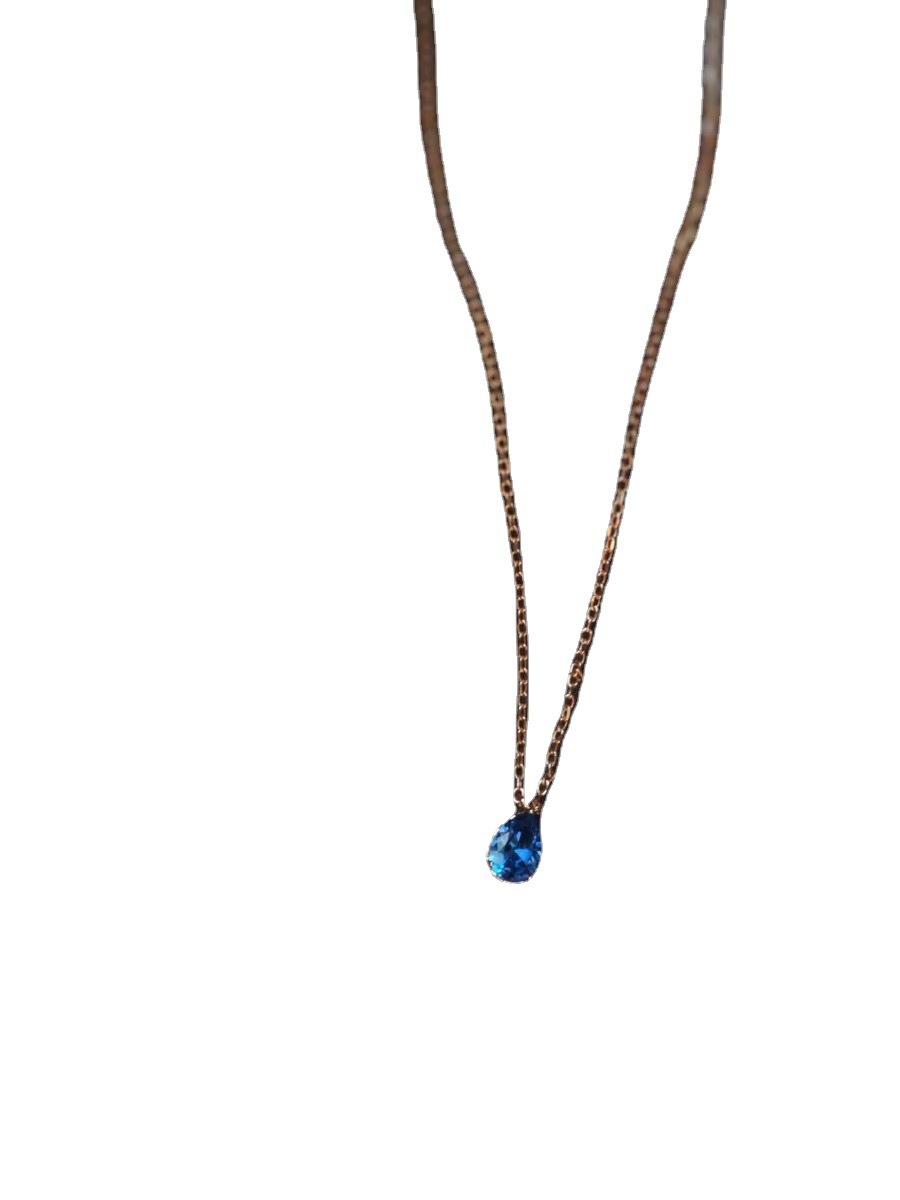 Women's Gender Inlay Design 925 Sterling Silver Gem Inlay Water Droplets Necklace