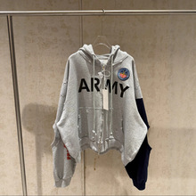 26FW 美式高街潮牌 PROJECT G/R破坏拼接做旧拉链帽衫卫衣外套