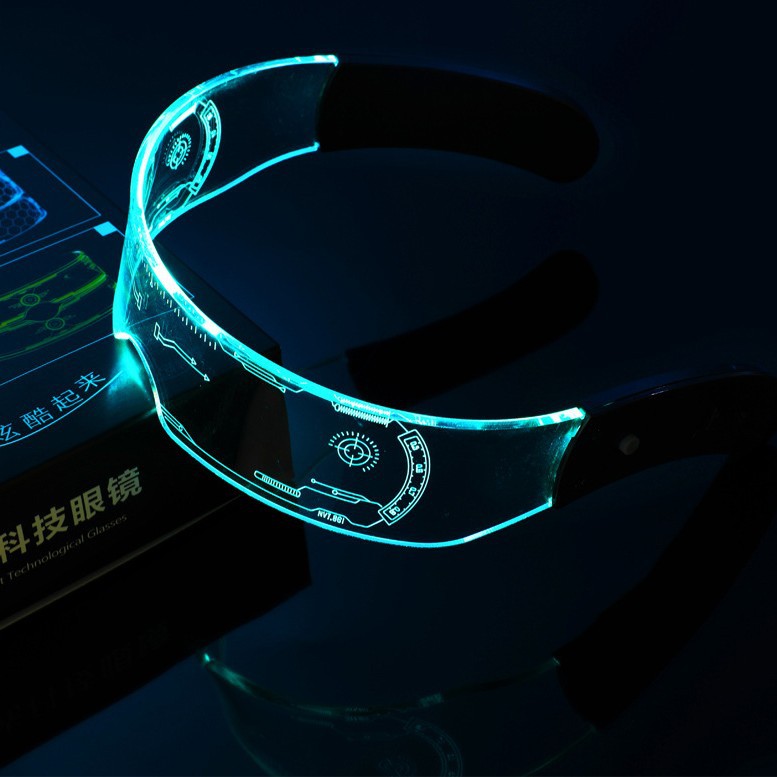 Gafas con tecnología emisora de luz LED de Amazon, gafas coloridas para festivales de música, gafas de ciencia ficción para bar disco