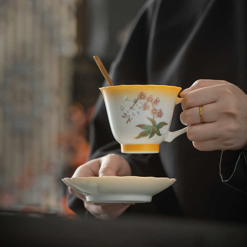 玲珑咖啡杯高档精致把手杯碟主人杯茶杯对杯送长辈老师生日伴手礼|undefined
