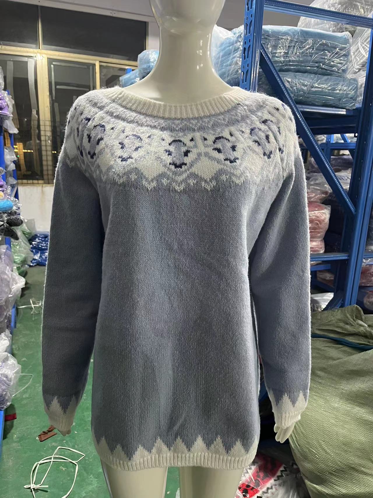 New Sweater Women Wish Hot Sale Round Neck Color Matching Loose Fashion Pullover Knitted Sweater 32 Undefined