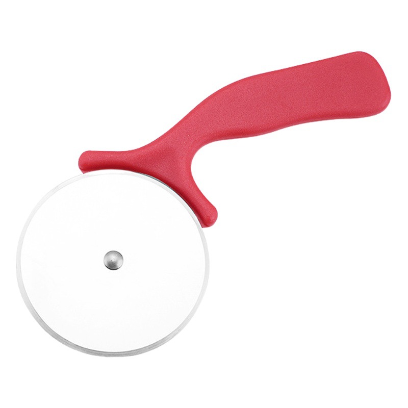 Mini Pizza Wheel Knife, Plastic Curved Handle Roller Knife with Hand Guard, Stainless Steel Pizza Cutter, Custom Logo