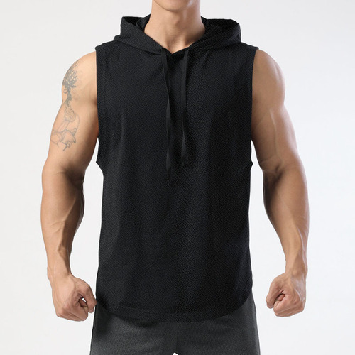 Capped Sweatshirt Men's Sports Summer Hooded Basketball Jacket Tank Top Thin Sleeveless Top Plus Size Base Shirt