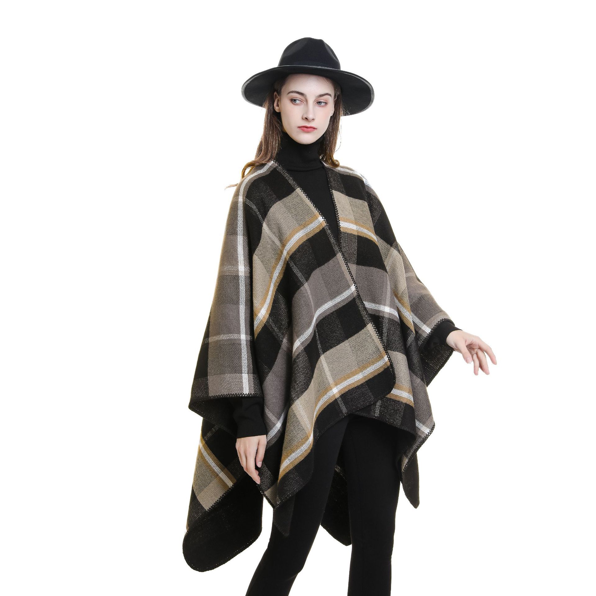 Las mujeres europeas y americanas nuevo 2022 rayas Plaid Cashmere chal moda caliente bufanda grande